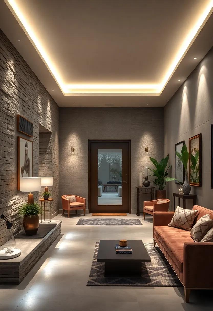 Recessed Lighting Strategically Placed to Outline Entryway Pathways Without Overpowering