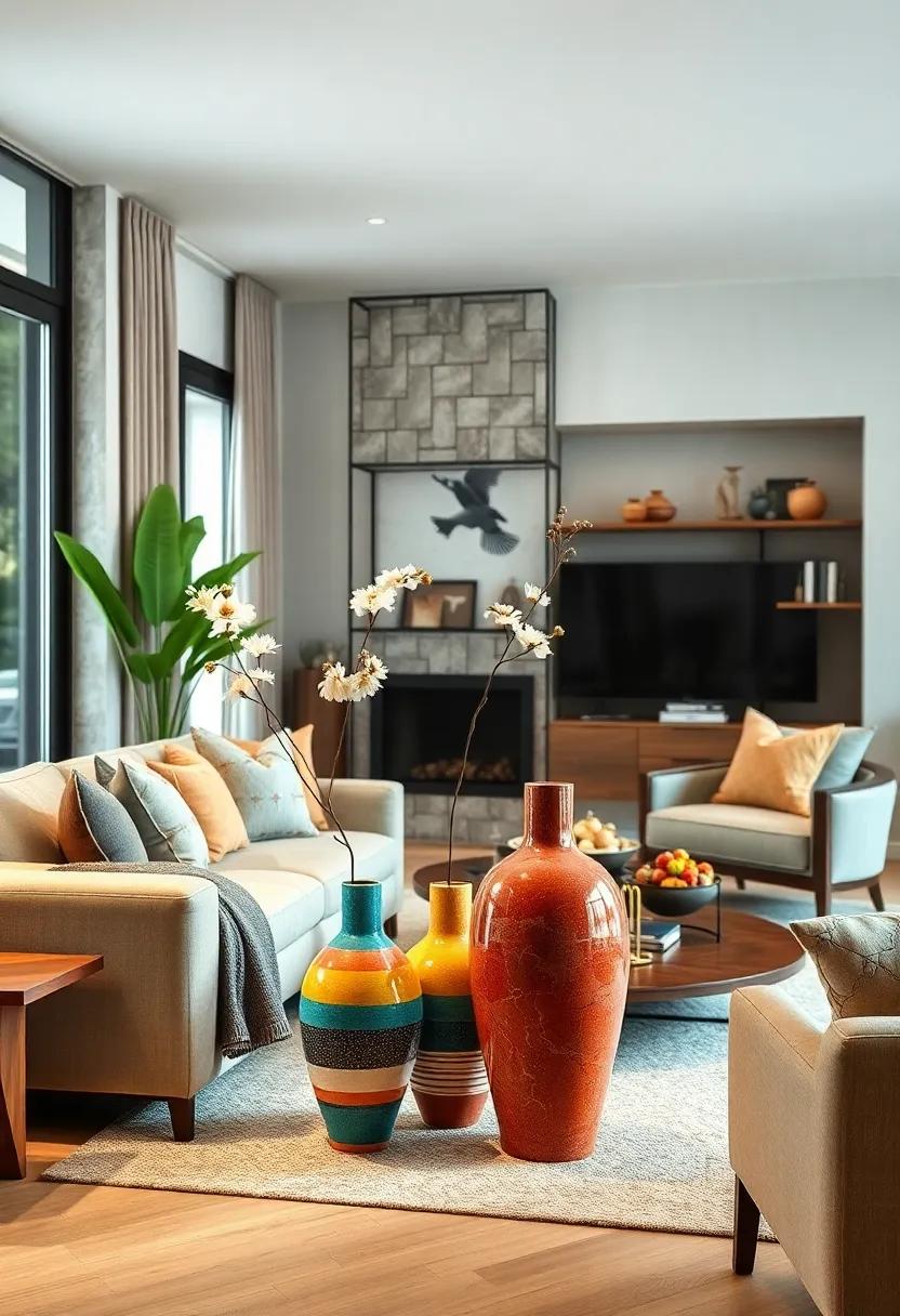 Colorful Hand-Painted Ceramic Vases Adding Personality and Playfulness to Eclectic Interiors