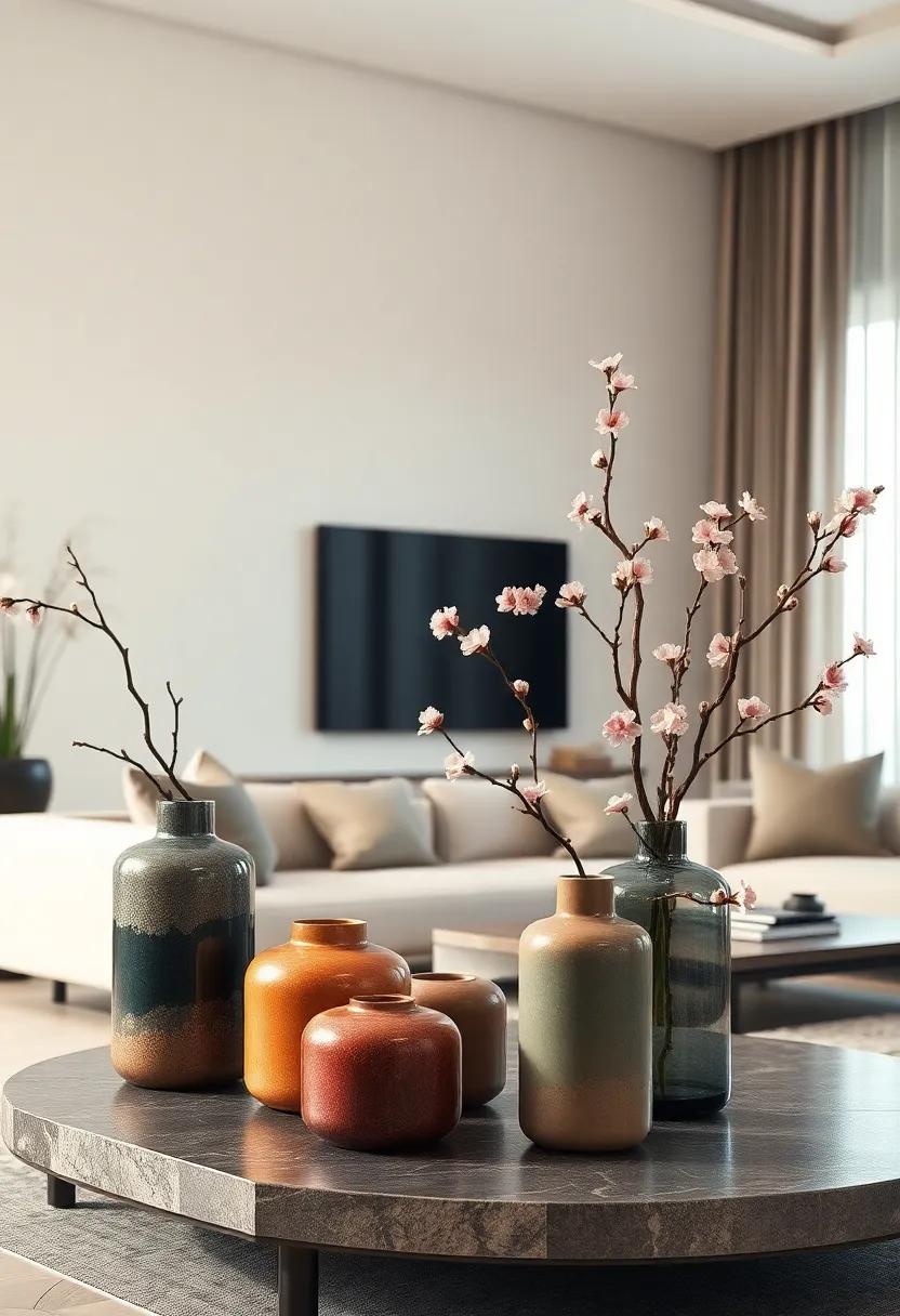 Sleek Cylinder Vases in Muted Tones Paired with Delicate Blossoms for Contemporary Zen Spaces