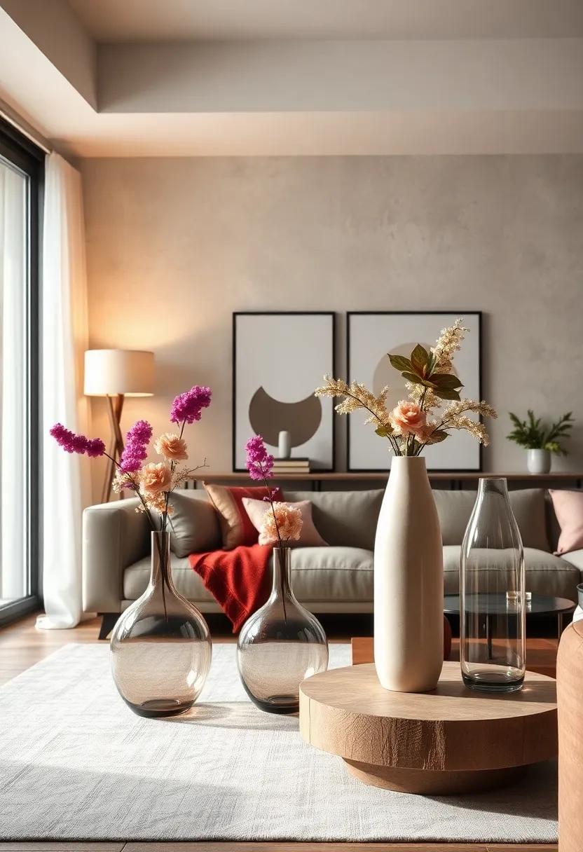 A Collection of Minimalist Glass Vases Complementing Modern Scandinavian Living Room Designs