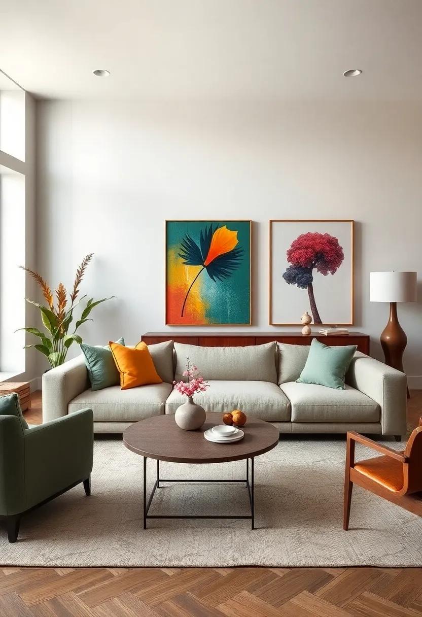 Accent with Bold ⁣Art: Learn to balance a minimalist ⁢sofa with striking artworks that serve as⁤ conversation starters while ⁤maintaining a sophisticated environment