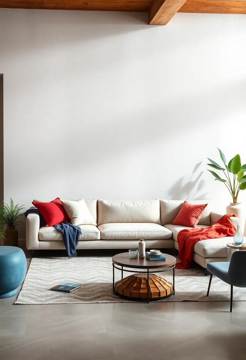 Minimalism with⁣ a Pop: Experiment with vibrant colored cushions or throws on⁢ your neutral ‌sofa to inject a⁣ lively touch ⁢while ⁤keeping the ⁢overall design sleek