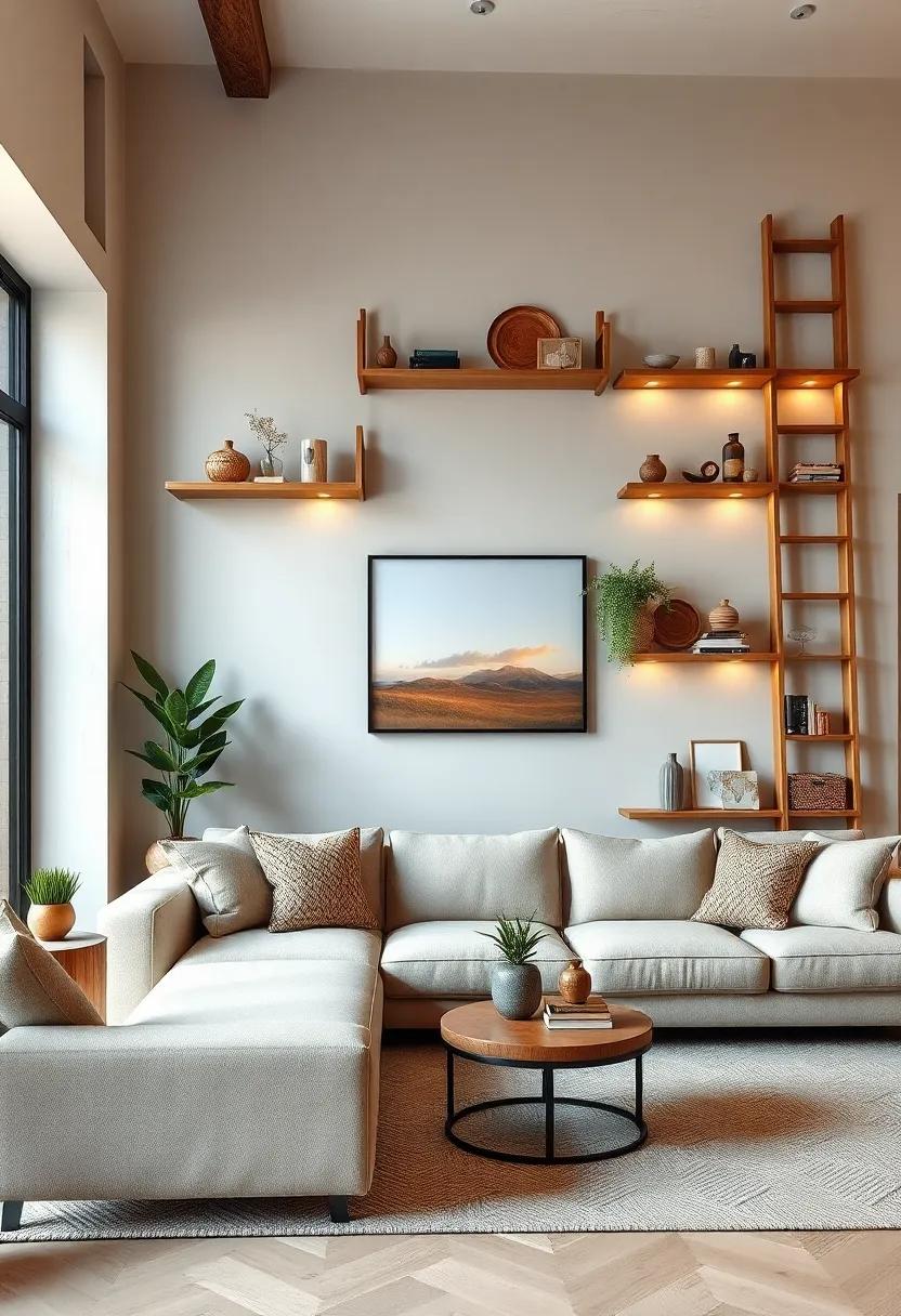 Ladder Shelves: Find ‍inspiration ‍in trendy ladder-style shelves that lean ​against the wall, ⁤offering a ‌casual and stylish⁢ storage ​solution