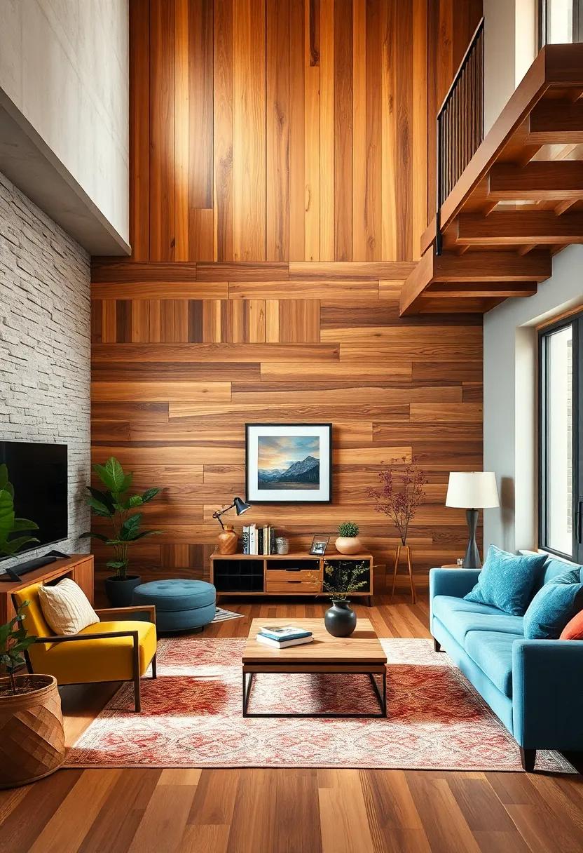 Warm Wooden Panels Combining Rustic Charm And Practical Furniture Under Staircases