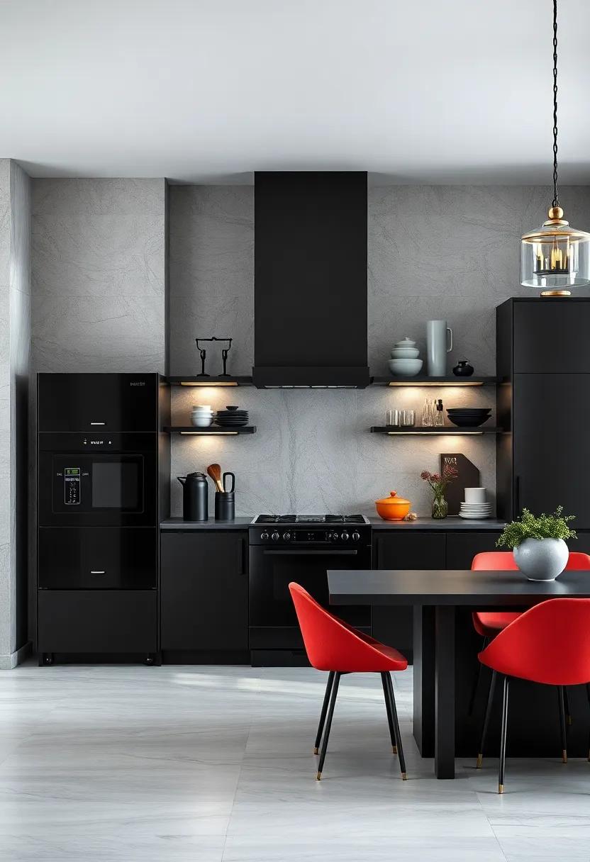 Black Appliances as Bold Elements Elevating the Cohesive and Contemporary Aesthetic of Luxury Kitchens