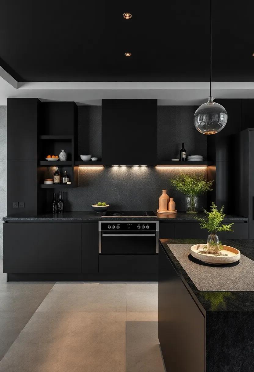 Harmonizing Black Countertop Materials With Matte and Polished Textures for an Elegant Culinary Canvas