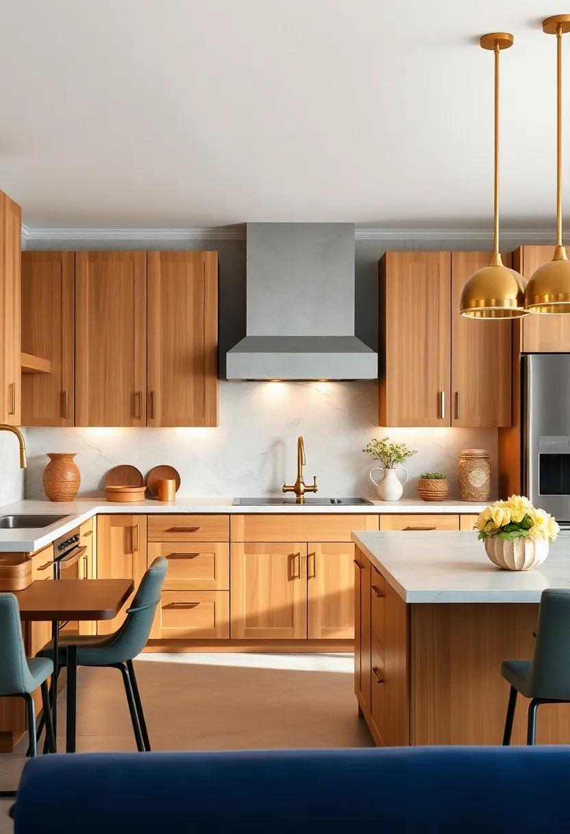 Inspired Harmony Between Maple Cabinets and Warm Brass Fixtures in Transitional Kitchen Designs