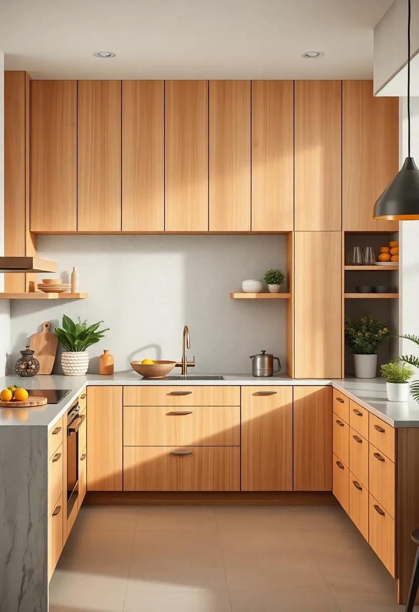 Neutral Soft Tones of Maple Wood Creating a Serene and Inviting Culinary Workspace