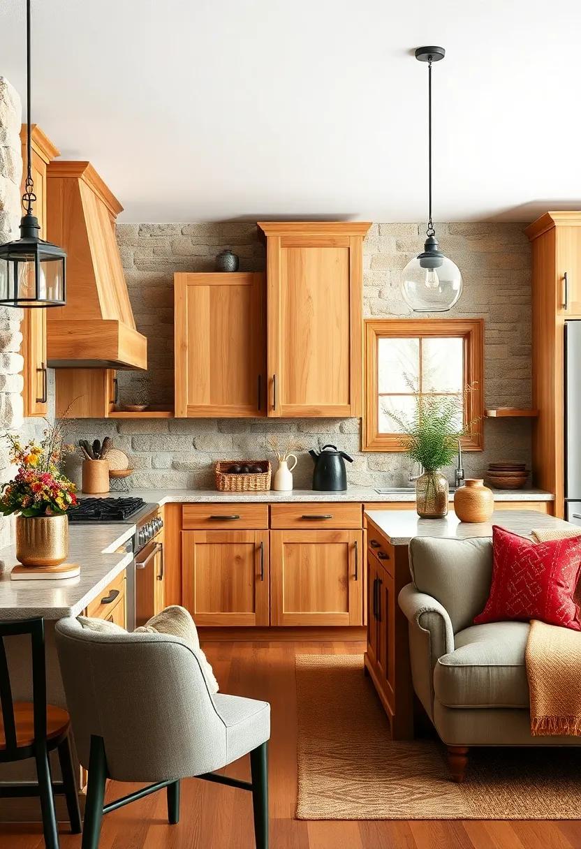Rustic Elegance of Knotty Maple Cabinets Paired with Earthy Counters in a Cozy Lodge Kitchen Scene