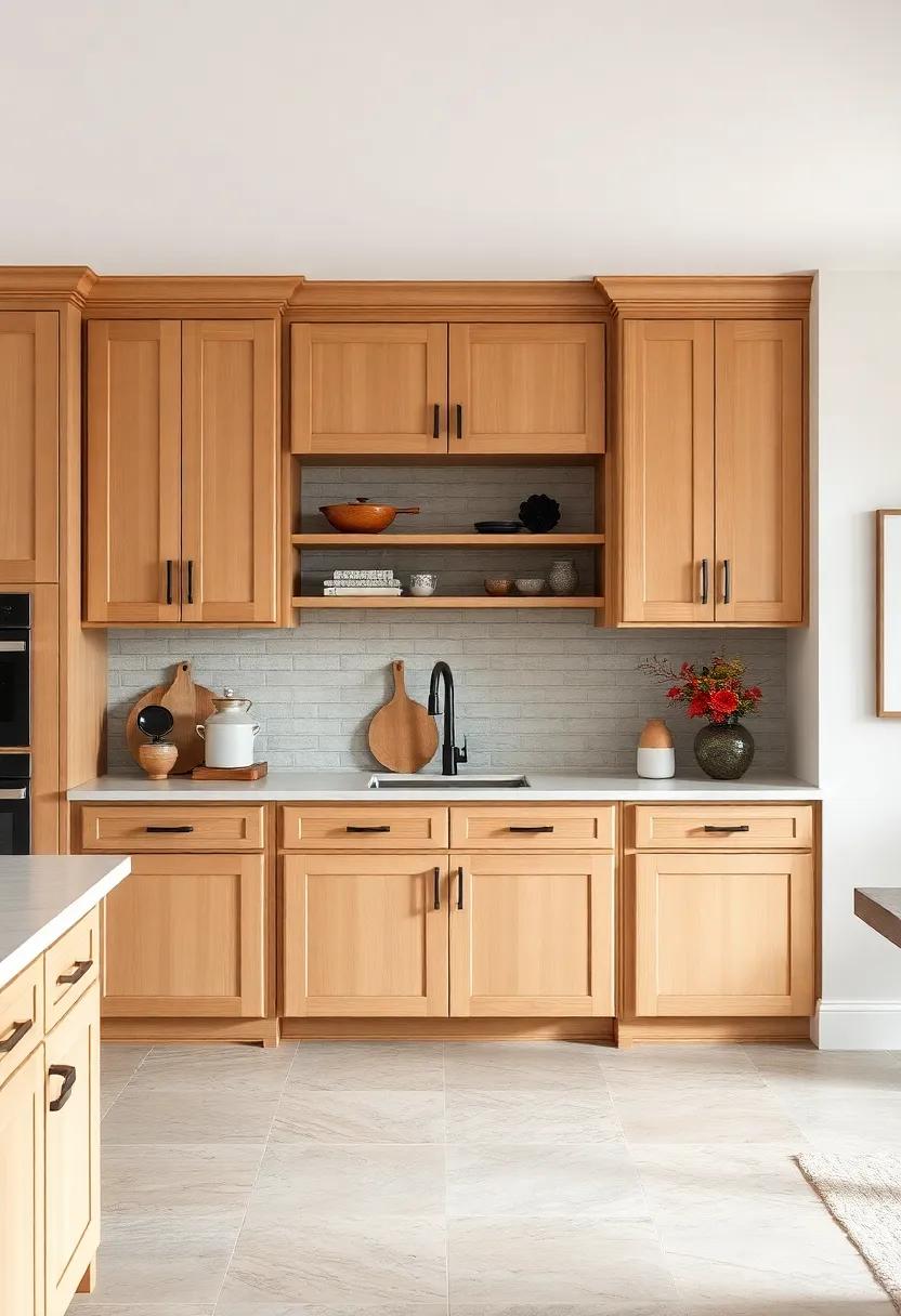 Timeless Maple Cabinet Doors Flanking a Built-In Pantry with Vintage Style Hardware and Accents