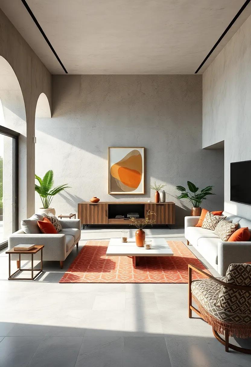 Add geometric patterns in small doses, such as through cushions or throws,⁣ for visual interest