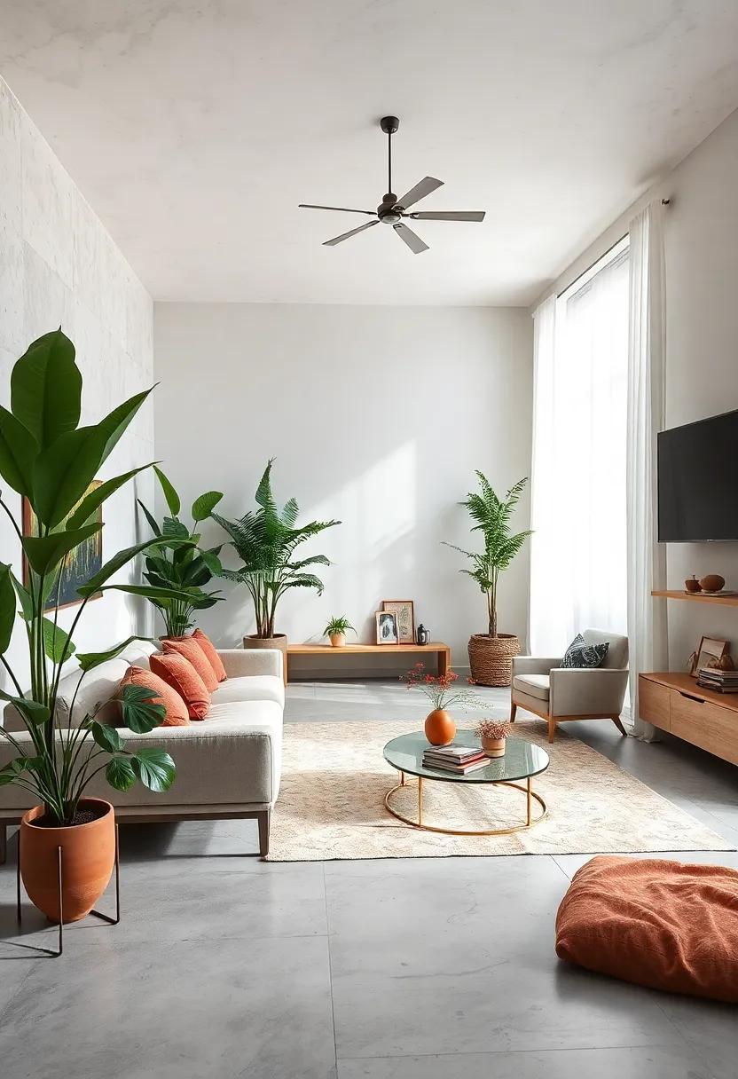 incorporate plants to bring life into the room while keeping the‌ overall aesthetic light and airy