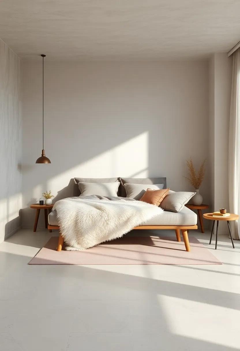 Soft Sheepskin Draped Over a Minimalist Bench Inspiring Ultimate Relaxation Vibes