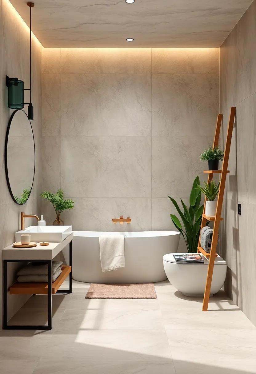 Artful Ladder Racks: ‌Design a custom artful ladder rack that⁢ can hold ⁢towels,⁤ magazines,‍ and plants,‍ serving both ‍functional and ‌aesthetic⁢ purposes
