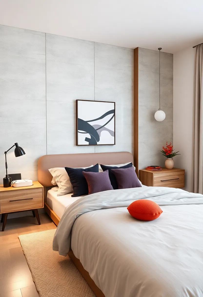 Warm Up with Wood Accents: Incorporate light wood nightstands ‌to ⁢create a cozy ‍atmosphere⁣ while ​adding functional surface space