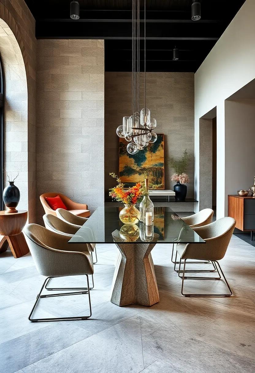 Glass Elegance: Create an illusion of ​space and ‌light with a transparent glass top table, paired​ with striking bases for ​a chic⁣ contemporary look