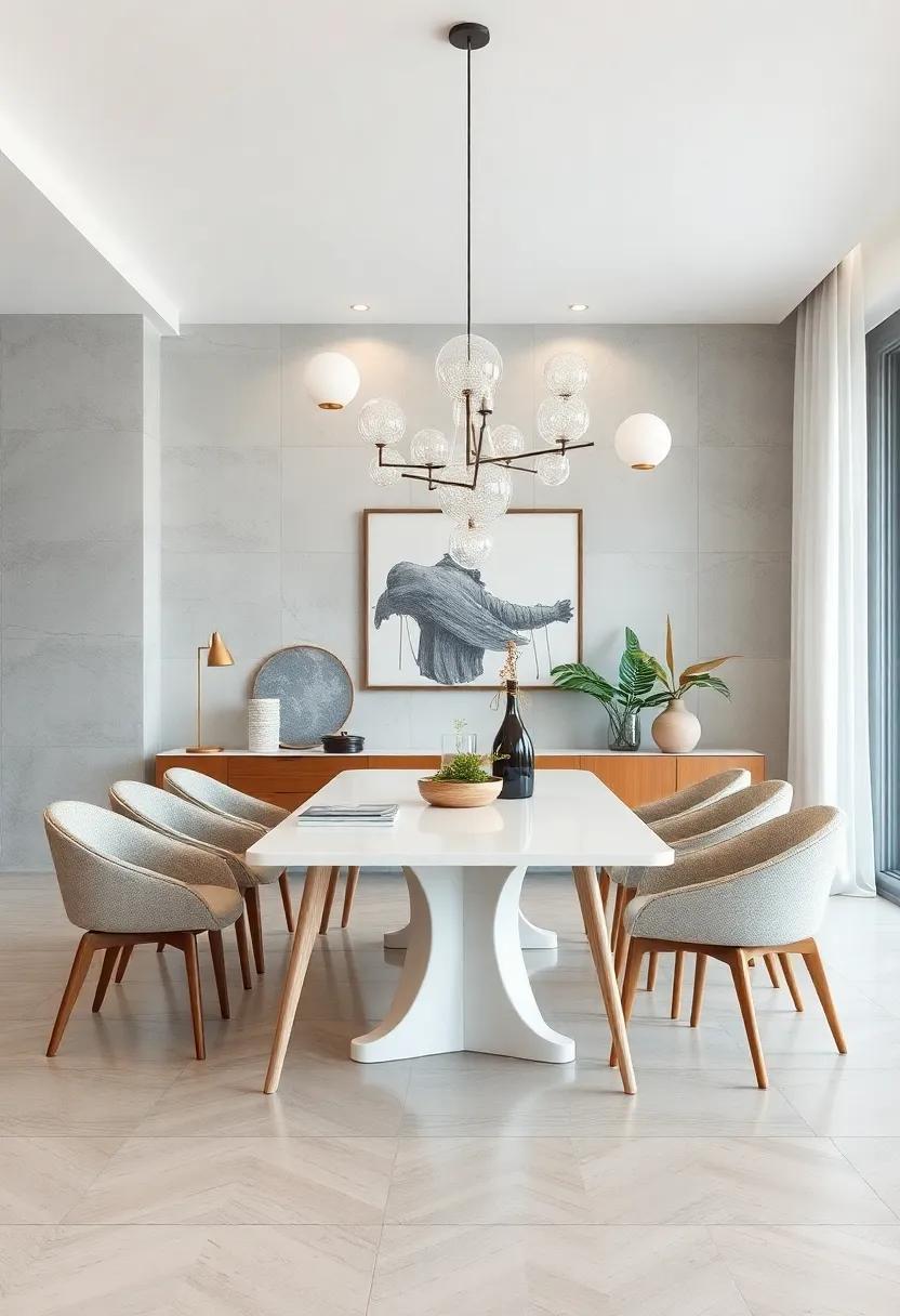 Scandinavian Minimalism: Discover⁤ the beauty of ‌simplicity with a sleek, white dining ⁤table featuring clean​ lines​ and elegant wooden accents