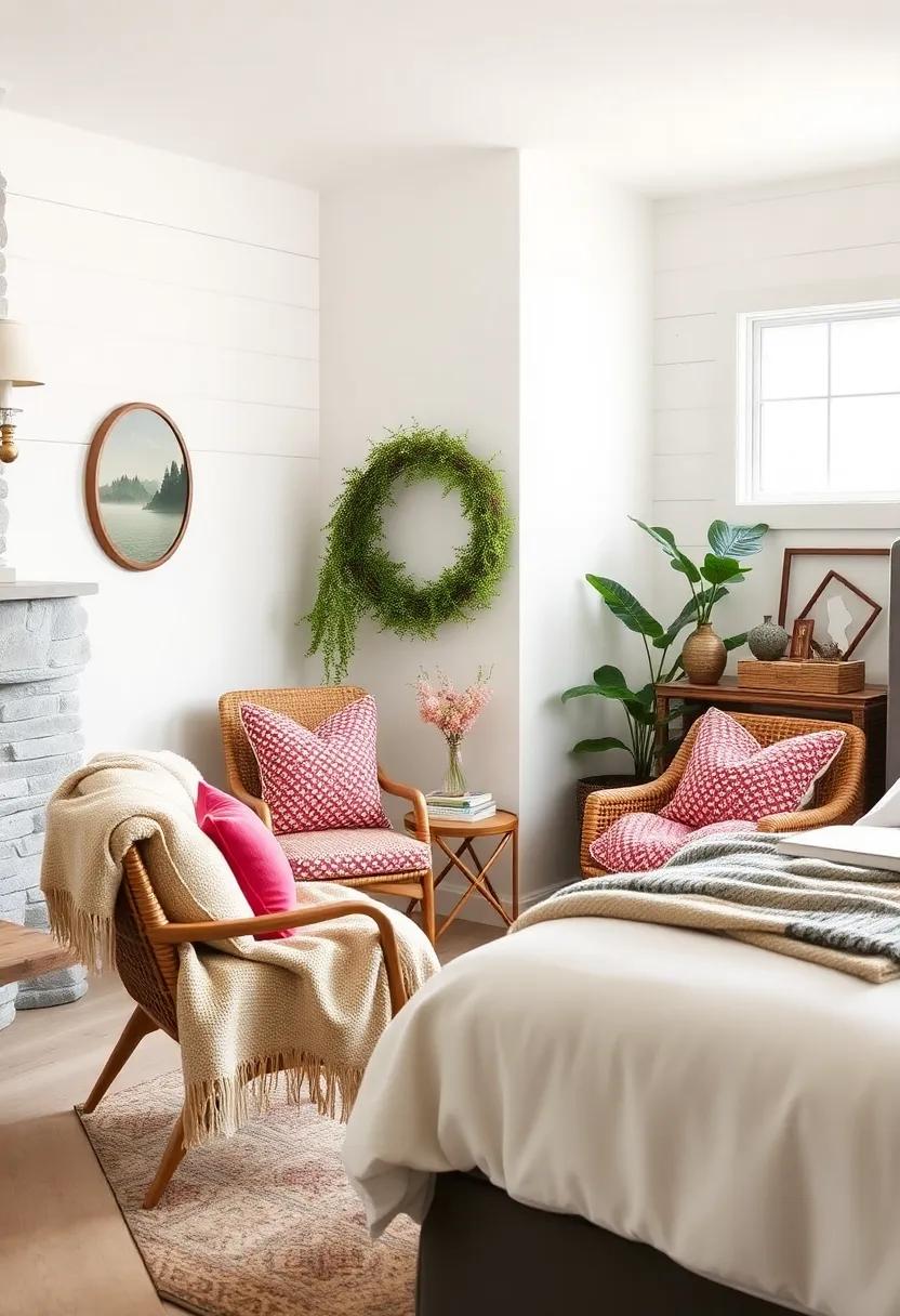 Cozy Reading Nooks Nestled Against Shiplap Walls With Vintage Farmhouse Chairs and Soft Throw Blankets