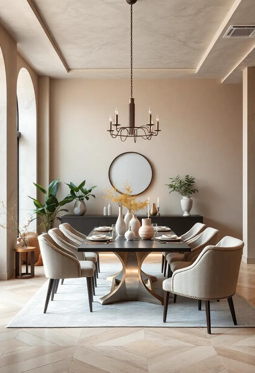 Pale Sand and Silver: Elegant pale sand walls accented with silver décor‌ can elevate ‌your‌ dining experience to luxury