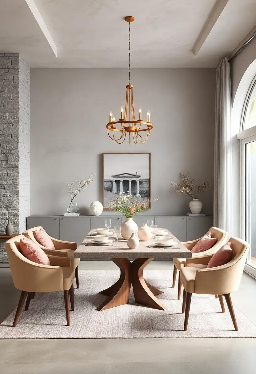 misty Gray and Blush: Layer misty gray walls with blush tones in decor for a gentle,‌ romantic dining space