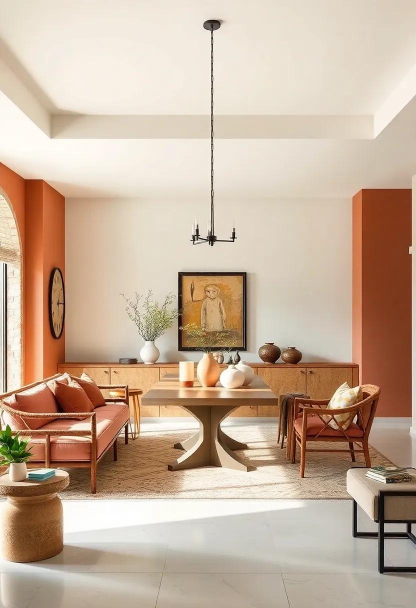 Muted​ Terracotta and Soft White: Bring warmth to⁢ your dining room with ⁣muted terracotta⁣ hues paired with soft ‍white for a rustic yet ​refined look