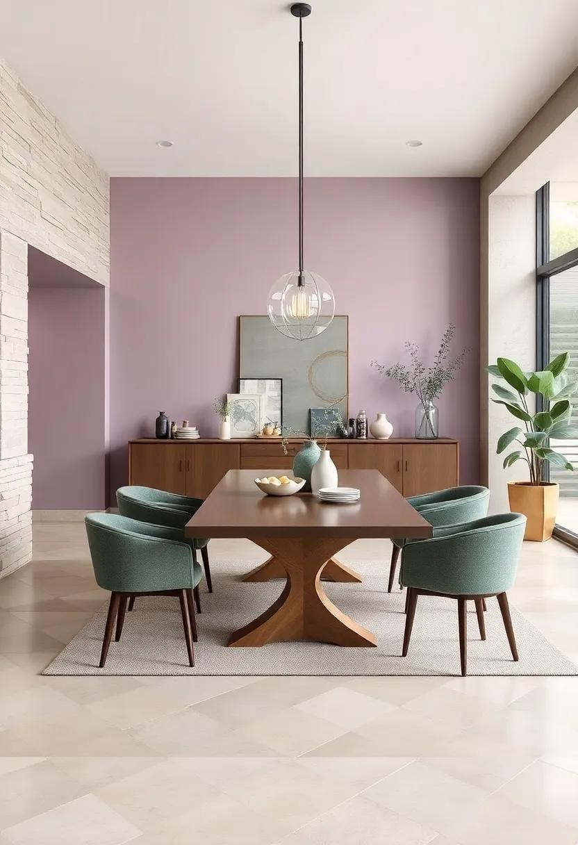 Muted Lavender and Sage: Opt for muted lavenders combined with gentle sage for a calming and sophisticated ​dining experience