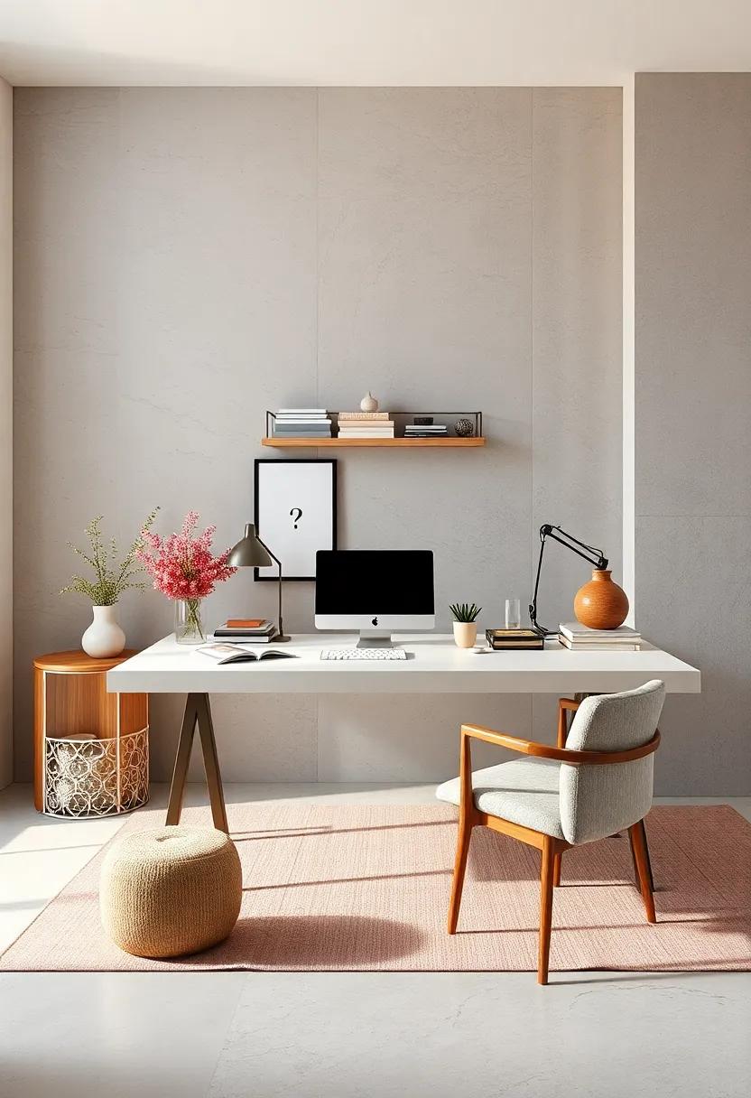 Organized Minimalist Desk with Earthy Hues