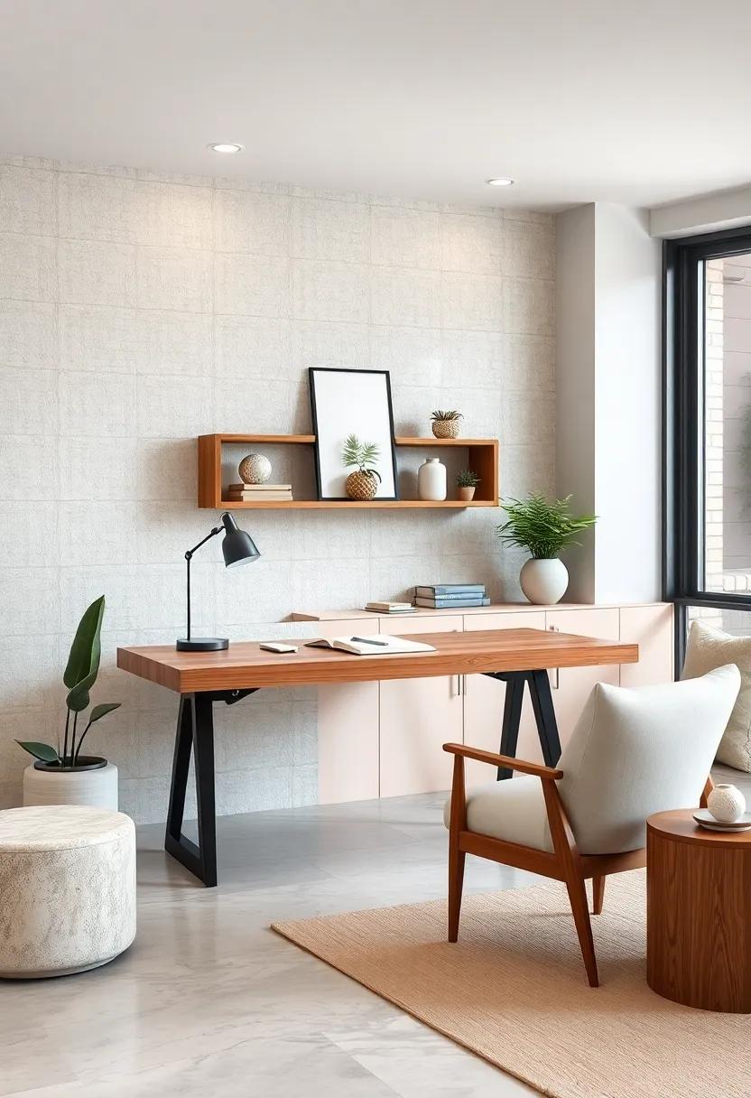Elegant Wooden Desk with Beige Accents