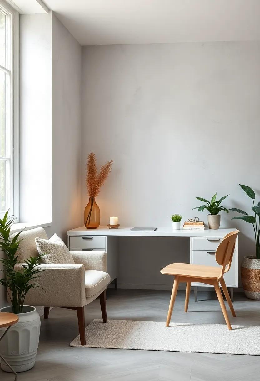 White Desk with Green Plants