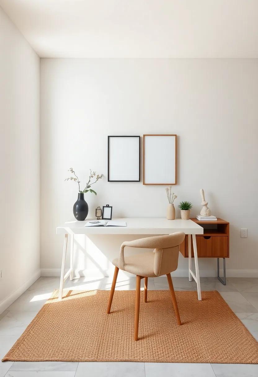 Minimalist Desk with Textured Fabrics