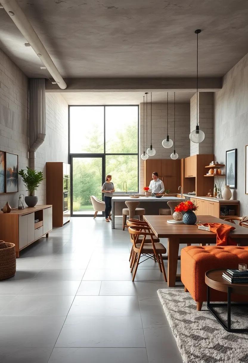 Open Plan Kitchen and Dining Room Showcasing Effortless Interaction Amidst Modern Minimalist Decor