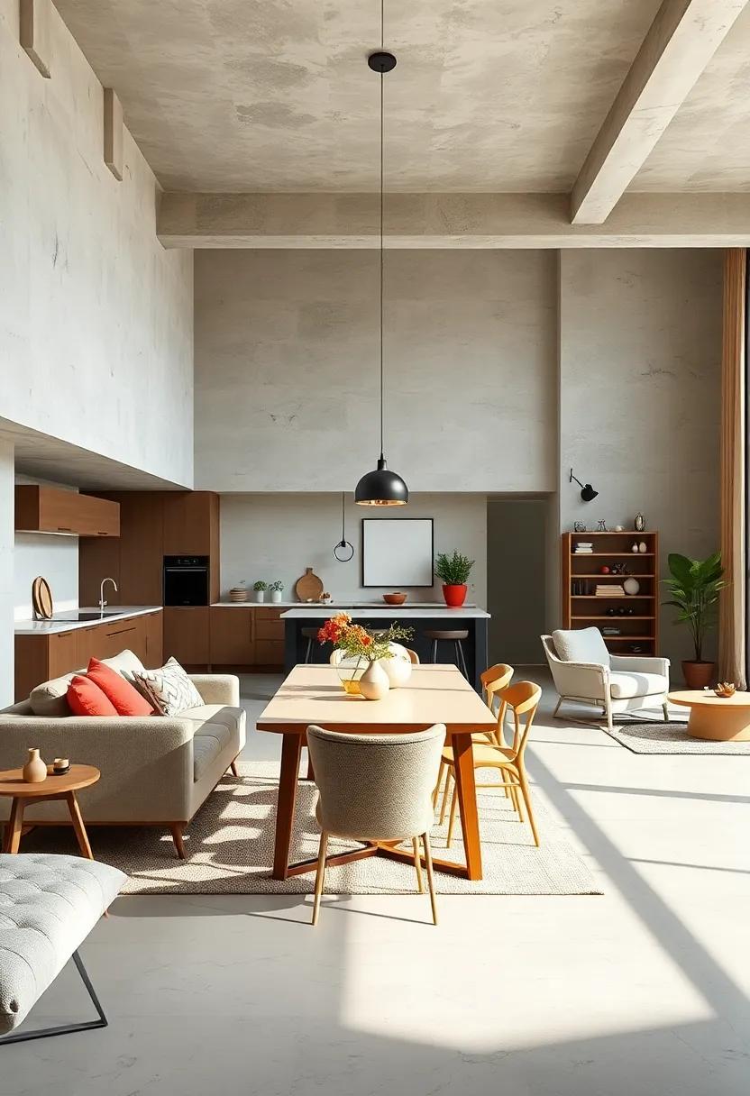 Dynamic Seating Arrangements Featuring A Mix of Chairs and Benches Around a Large Dining Table