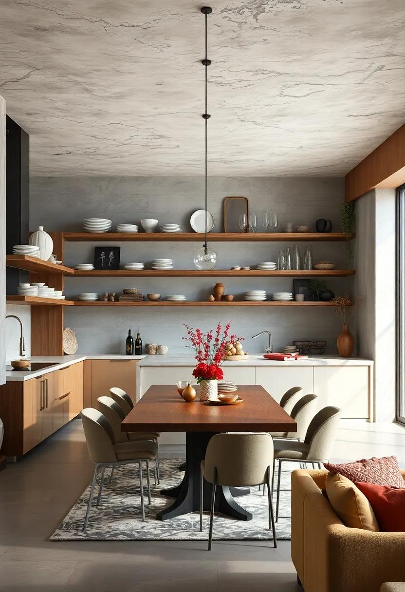 Open Shelving with Curated Dishes and Glassware Blending Function and Style in the Shared Space