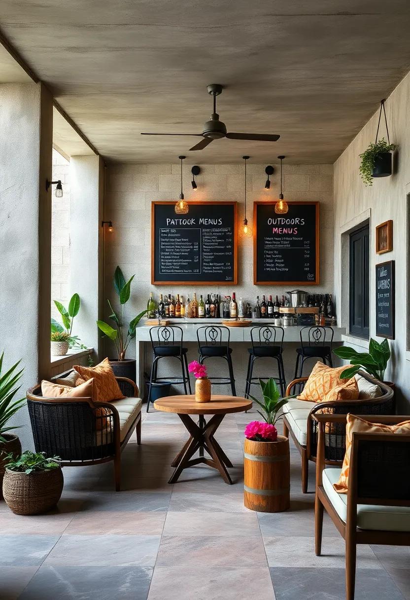 Combining Natural Elements and Chalkboards for a Garden-Inspired Bar Look