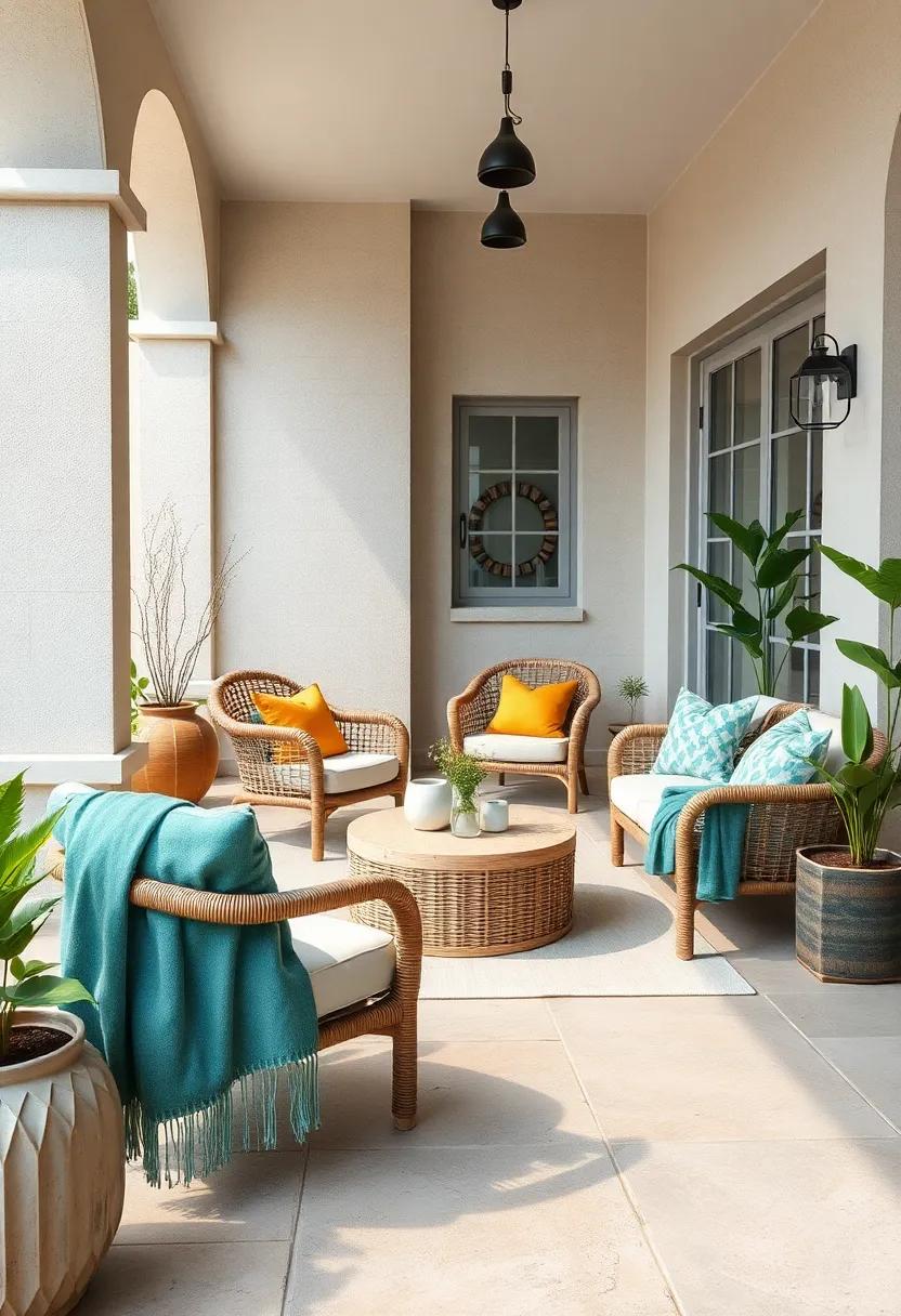 Scandinavian Inspired Wicker Arrangements Featuring Light Wood Accents and Cozy Throws