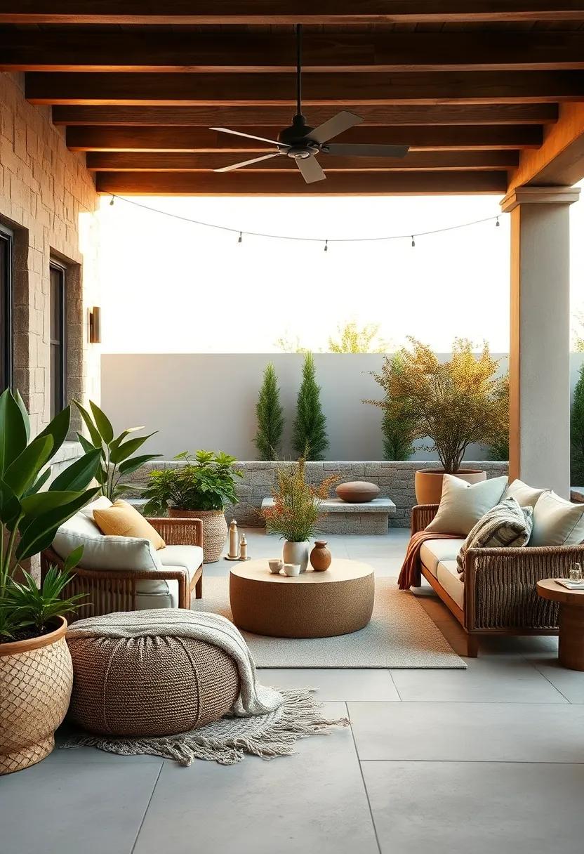 Earthy Tones and Natural Fiber Cushions Bringing a Calm and Cozy Forest Retreat Feel