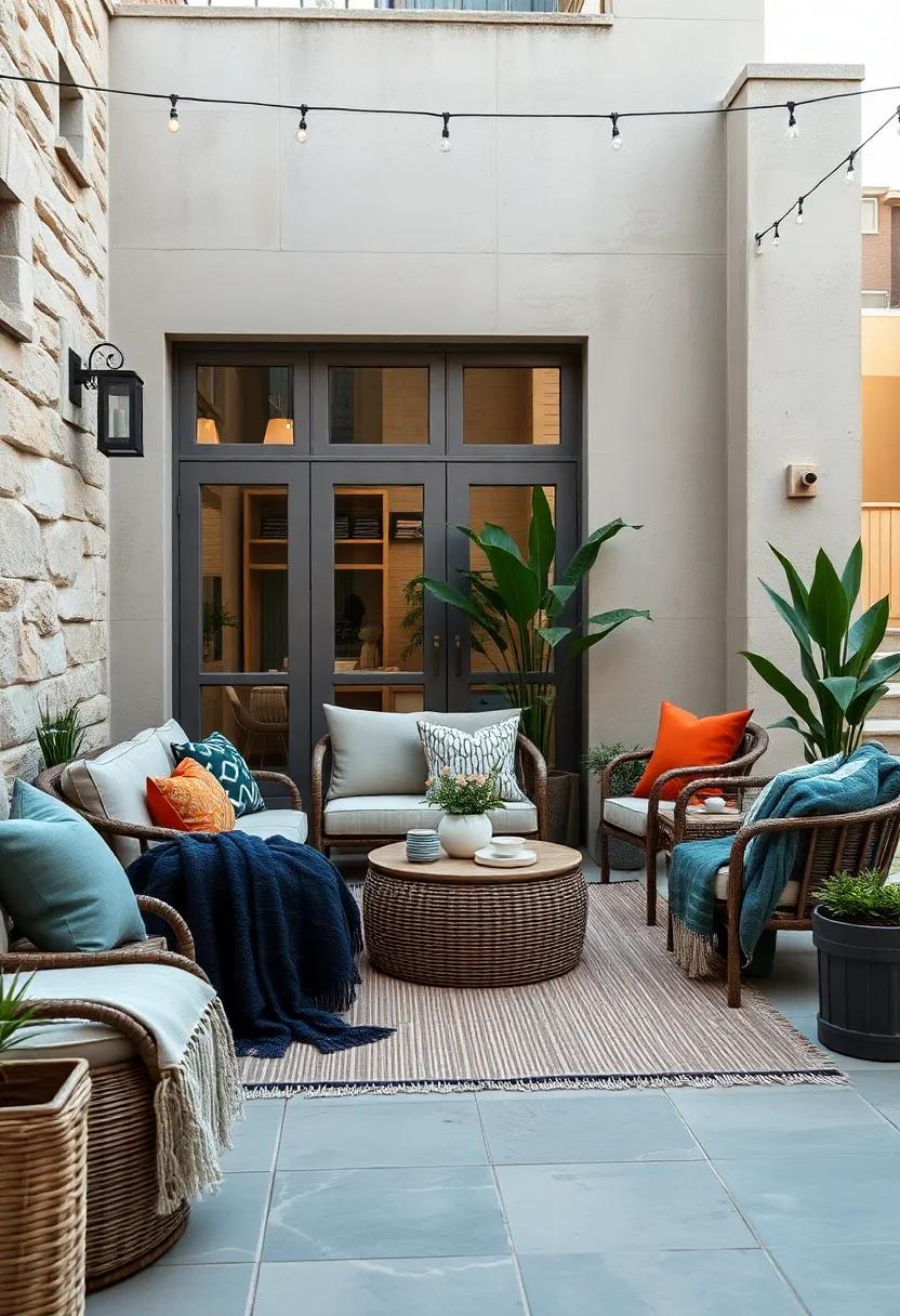 Neutral Masonry Color Palette Cushions Matched With Cozy Throws for a Subtle Urban Retreat