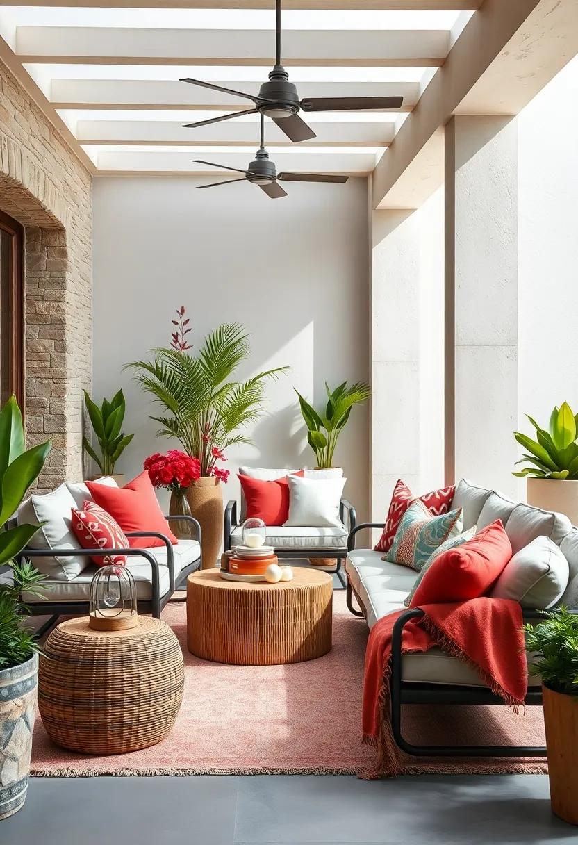 Plush Microfiber Cushions and Throws Offering Ultimate Comfort on Relaxed Lounge Furniture