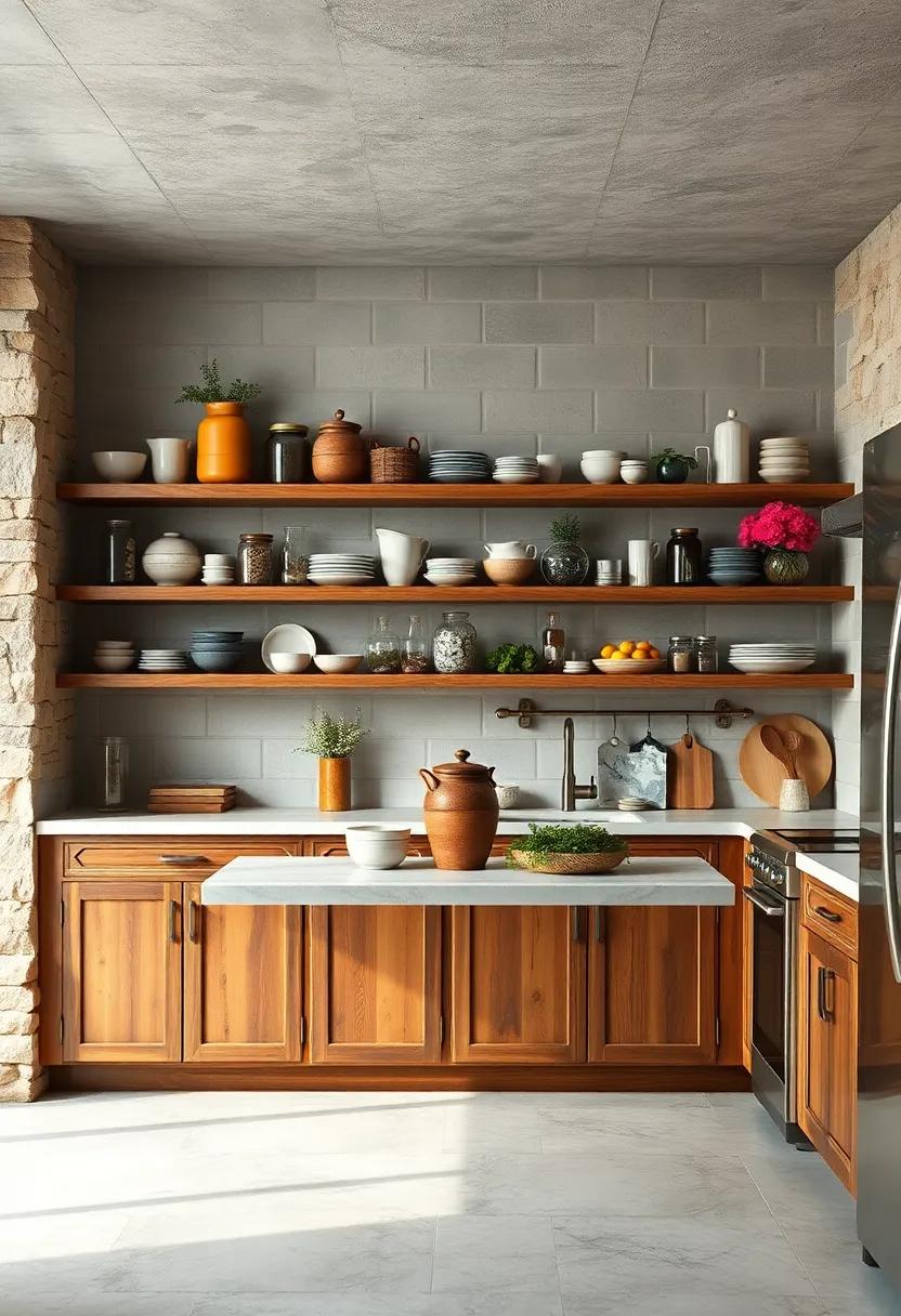 Embrace Open Shelving:‌ Display ⁤your beautiful⁢ dishes‌ and ⁤jars ⁣on open‌ shelves ‍for a charming, airy ‌feel in your rustic kitchen