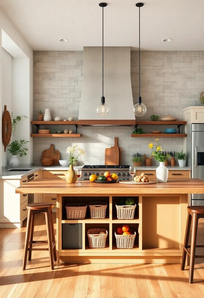 A Farmhouse-Style Island: Incorporate a‌ rustic kitchen island​ with built-in shelves or ‍baskets to‍ keep cooking essentials within⁣ reach and add a farmhouse vibe