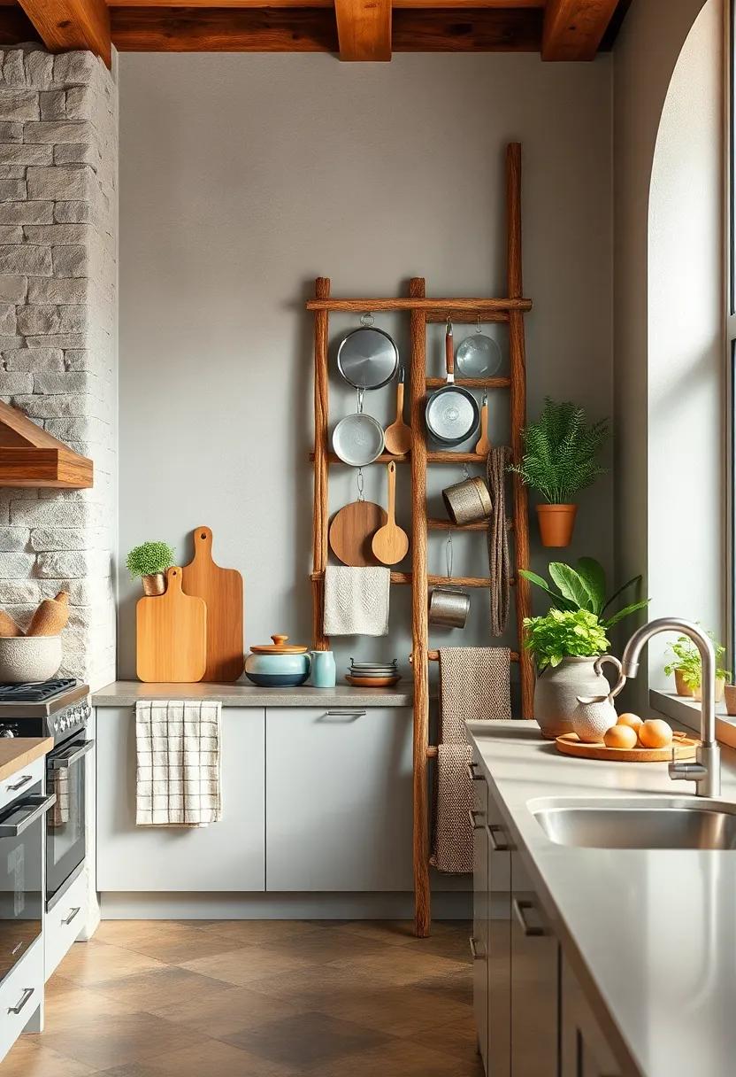 Vintage Ladder Rack: Lean ⁢a decorative ladder​ against the‌ wall to hang pots,pans,or towels,giving your kitchen a rustic ⁢flair‌ while maximizing ⁤space