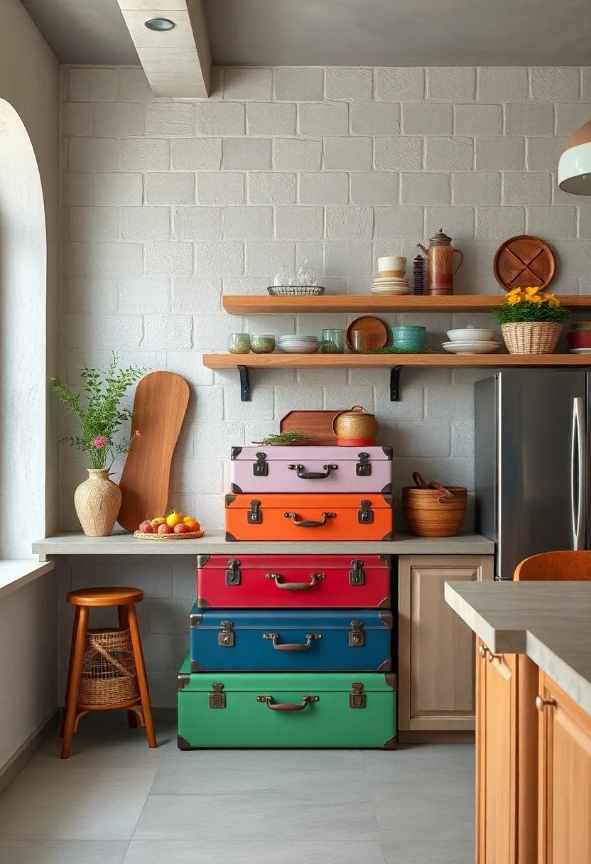 Vintage Suitcases: ‍Use colorful vintage suitcases ‌to store linens or⁤ kitchen gadgets, giving your space a well-traveled look and hidden ​storage