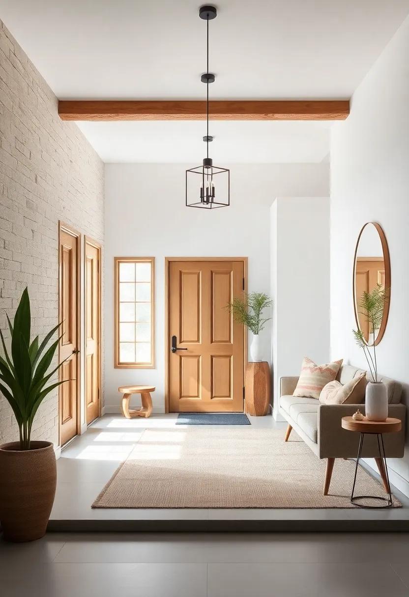 Bright and Airy Scandinavian Entryways Featuring Natural Wood and Minimalist Accents for a Calm First Impression