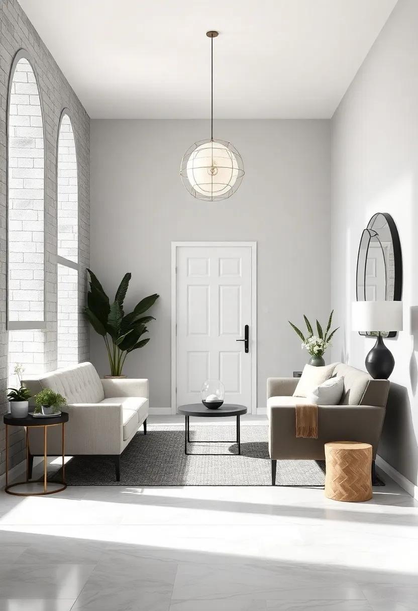 Monochrome Scandinavian Entryways Using Black and White Contrasts to Emphasize Geometric Shapes and Lines