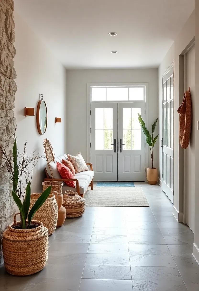 Natural Fiber Baskets and Woven Accents Bringing Warmth and Rustic Charm to Scandinavian Entryway Vignettes