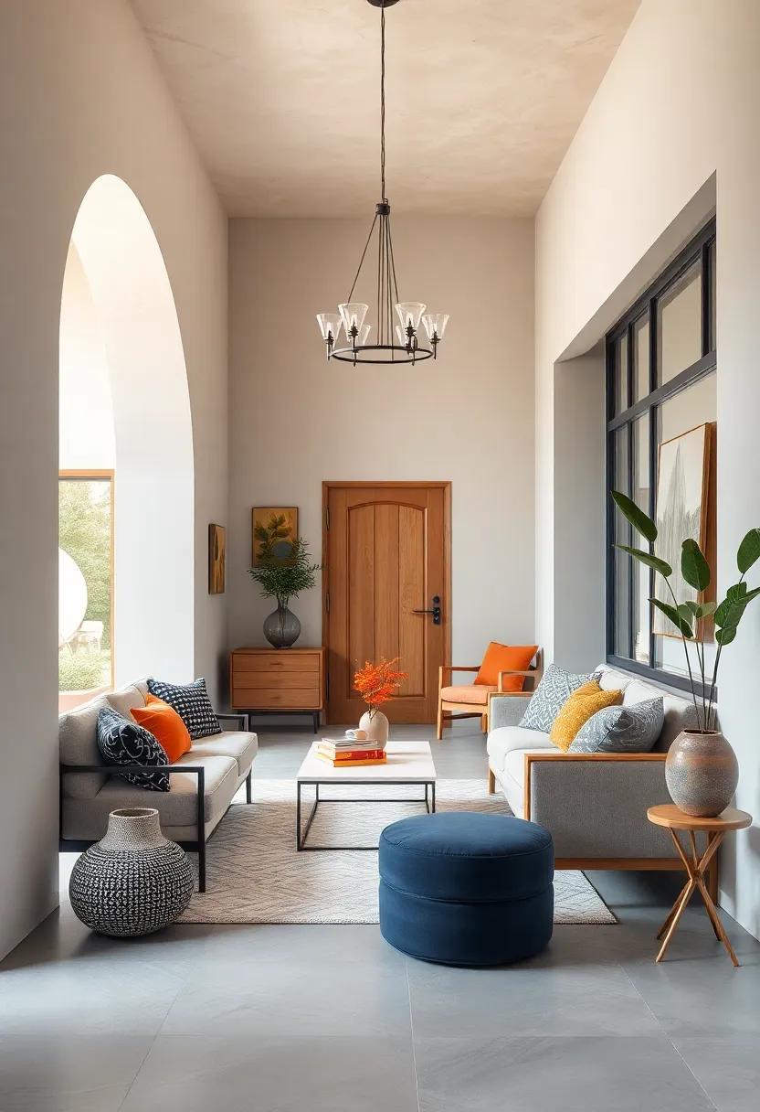 Open and Airy Scandinavian Entryways Highlighting Streamlined Furniture and Minimal Clutter for a Spacious Feel