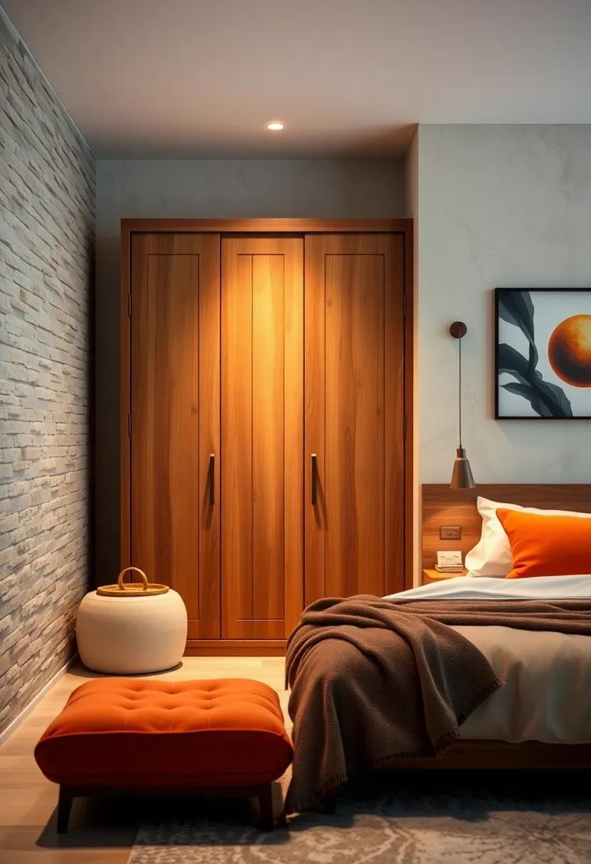 Rustic Wooden Wardrobe: Bring warmth to your⁤ small​ bedroom with⁤ a rustic wooden wardrobe that creates‍ a cozy atmosphere and adds texture