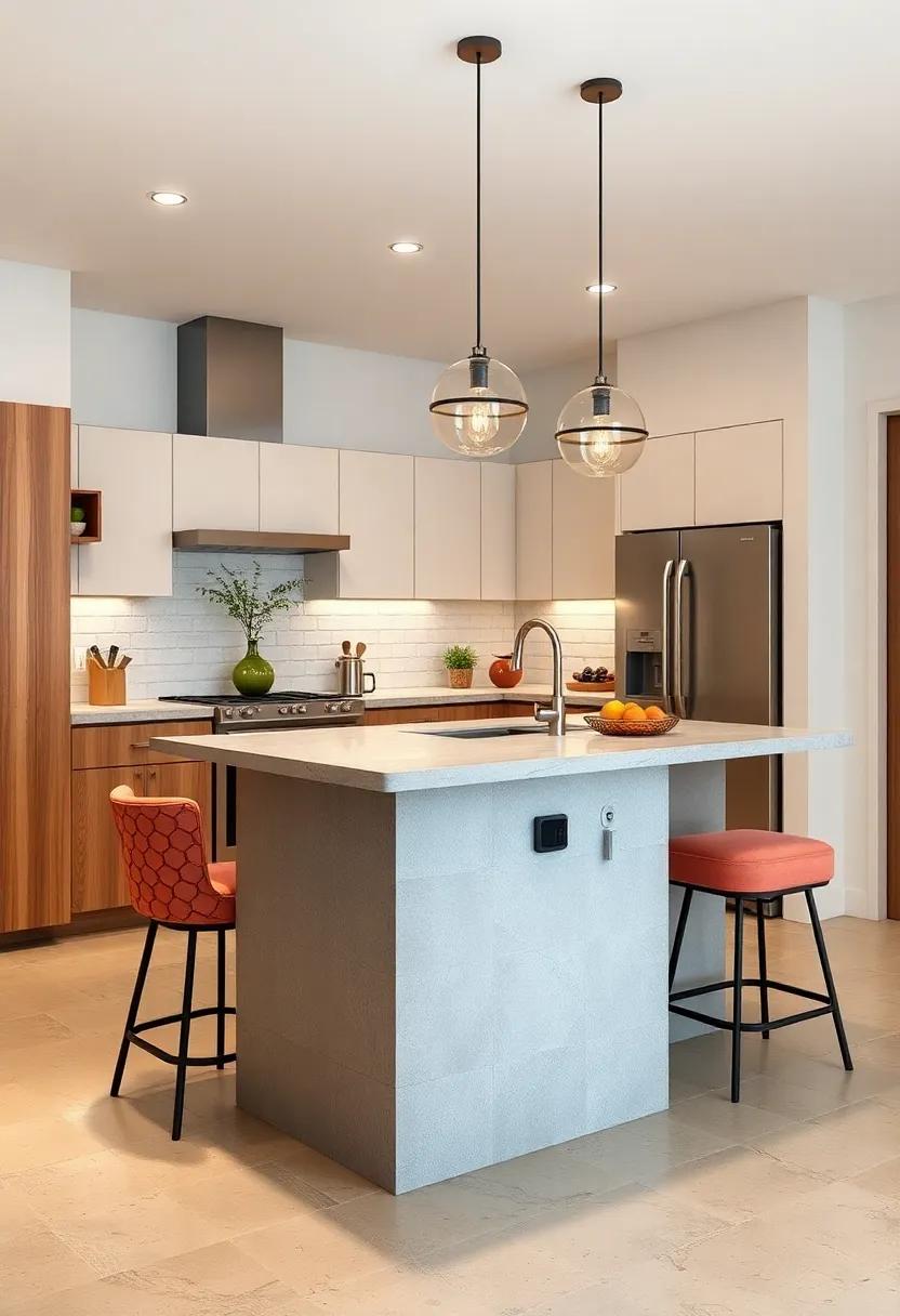 Compact Kitchen Islands with Integrated Charging Ports and Upholstered Seating for Tech-friendly Spaces