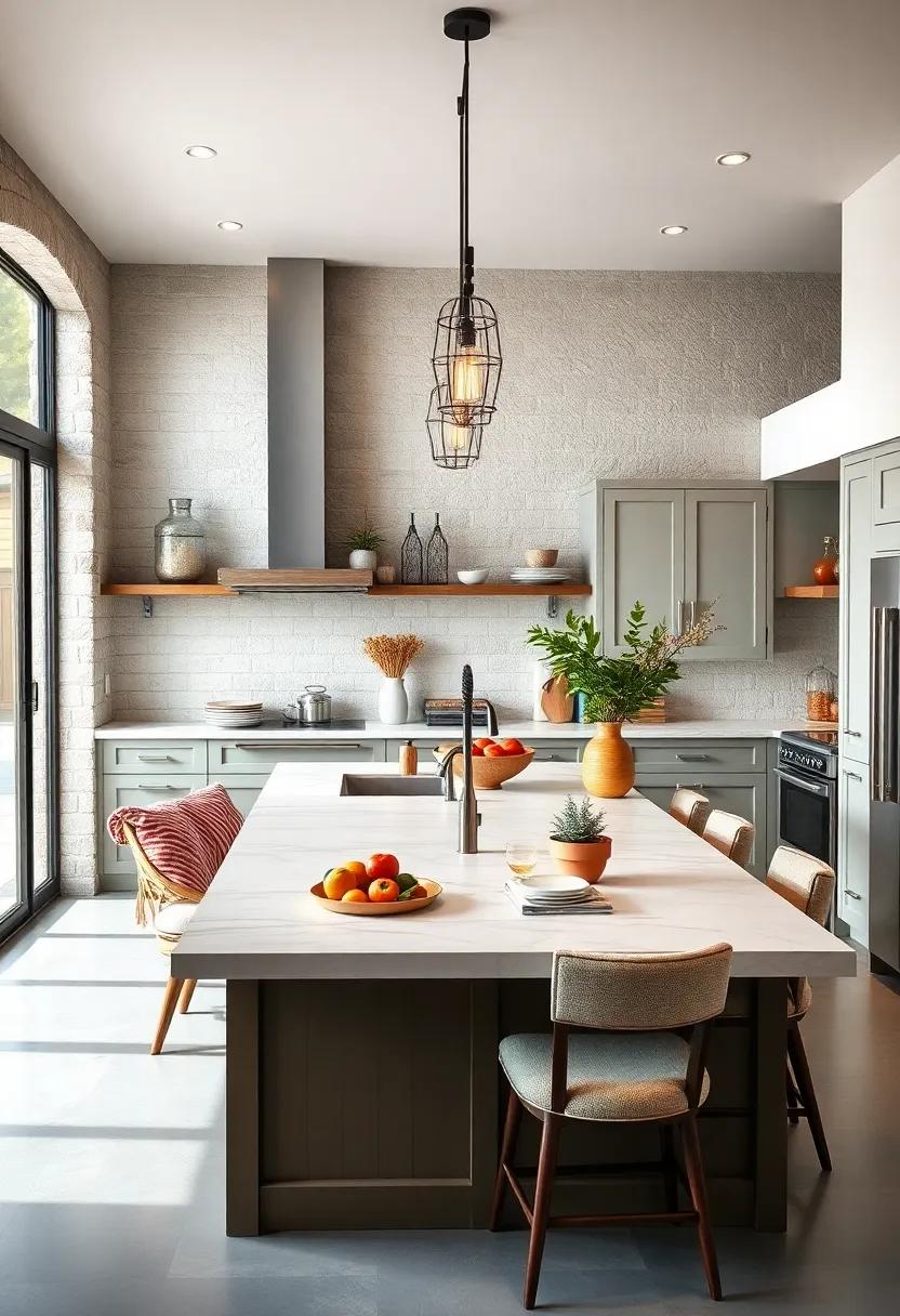 Farmhouse Style Small Islands with Integrated Cozy Seating Spaces for Warm Family Gatherings