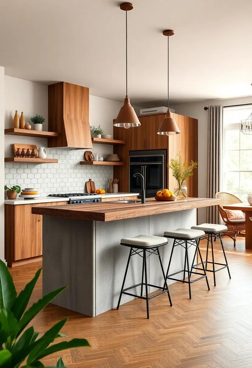 Industrial Chic Small Kitchen Islands Featuring Reclaimed Wood and Metal Stools with Cushions